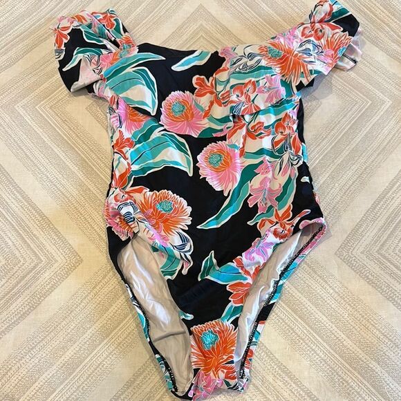 Trina Turk Women’s Tropic Wave Off-the-Shoulder One Piece Swimsuit - Picture 1 of 5